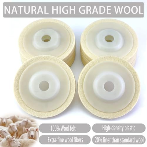 10 Pack Wool Polishing Pad Discs for Angle Grinder, Premium Fine Wool Buffing