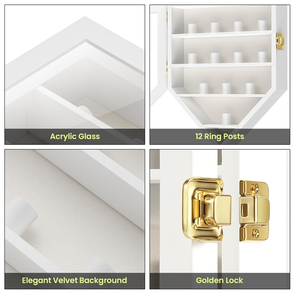 TJ.MOREE Championship Ring Display Case, 12 12 Posts, 12 Posts-white-pentagon