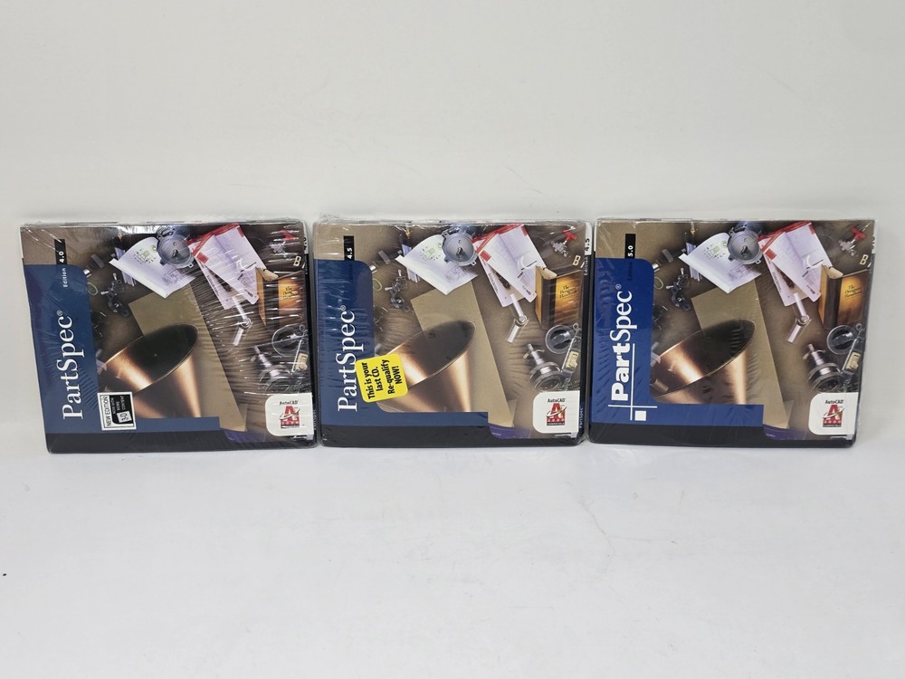 PartSpec Edition 4.0, 4.5, & 5.0 CD-ROM CAD Software Bundle - New & Sealed