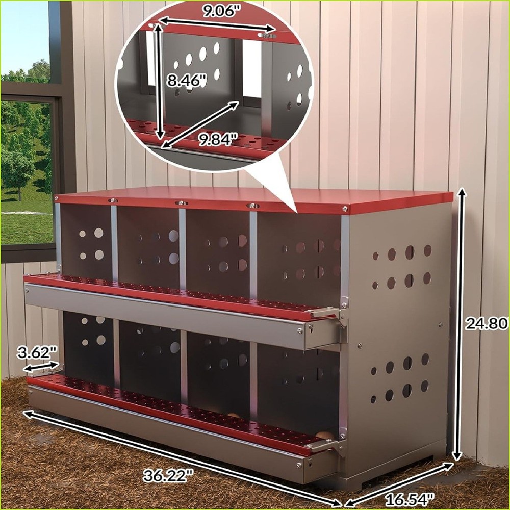 8 Compartment Chicken Nesting Boxes Metal Nesting Boxes Chicken Egg Laying Box