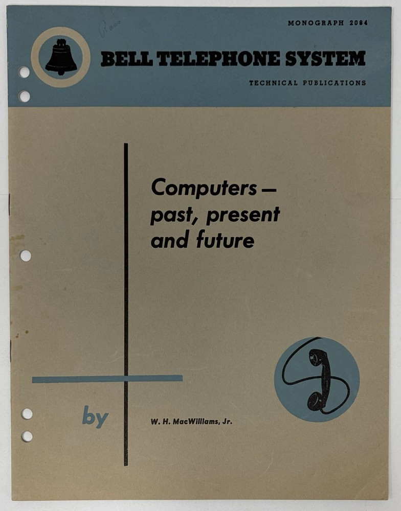 Bell Telephone System Technical Publication Computers 1953 Booklet History