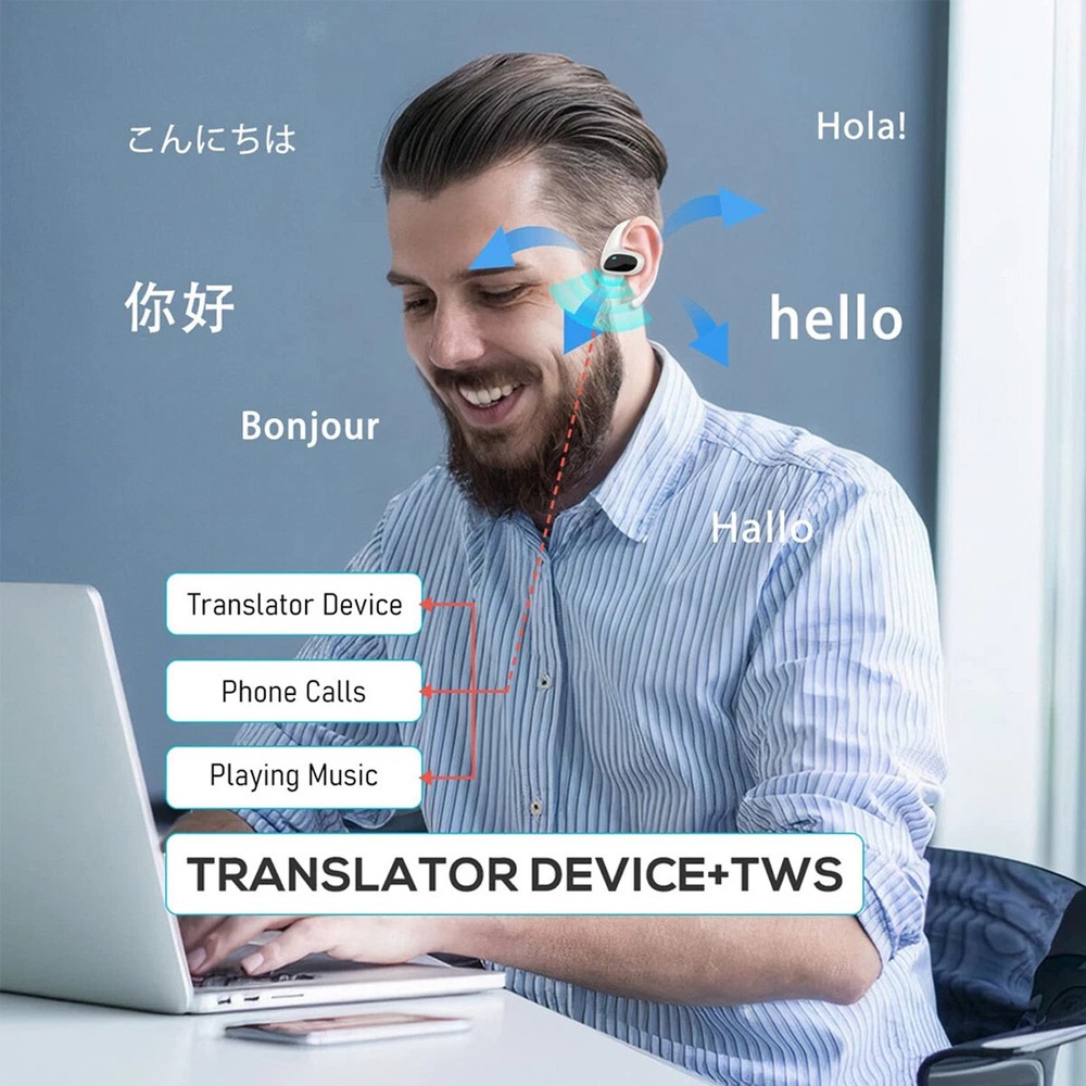 144 Language Translator Earbuds M8 Wireless Bluetooth Two Way Translator Device