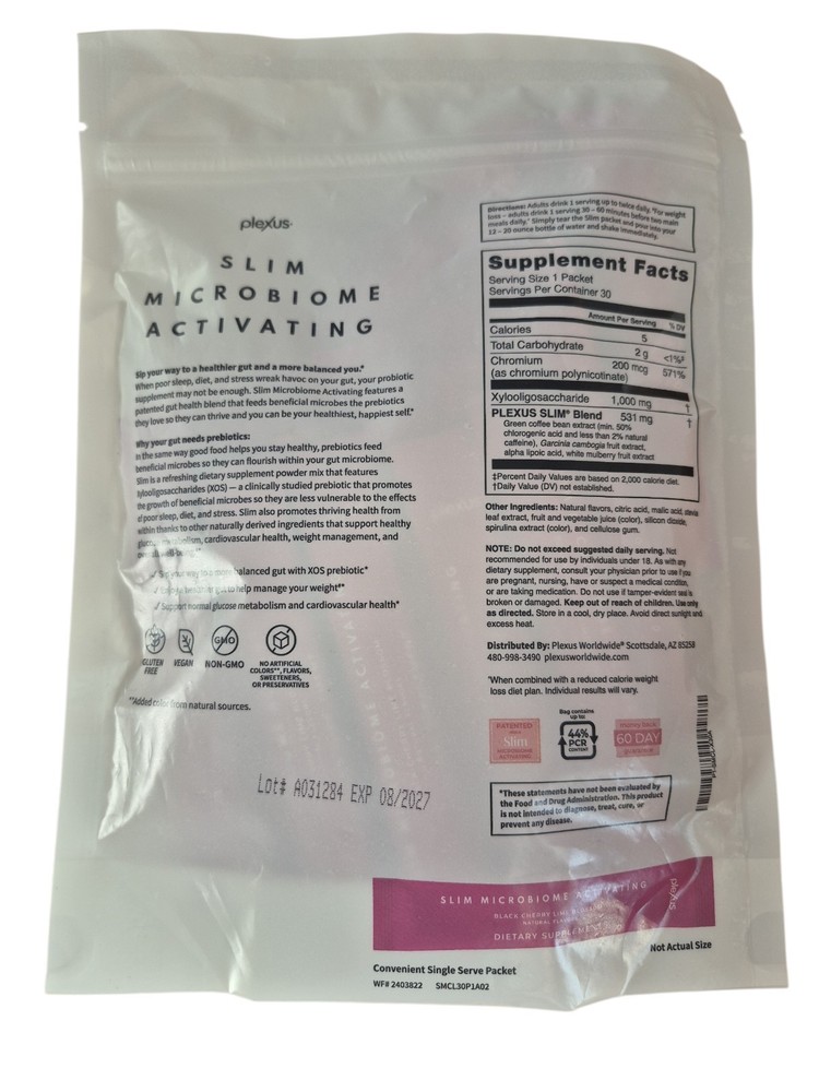 Plexus Slim Microbiome Activating-Hunger Control-Black Cherry Lime I 30 Packets
