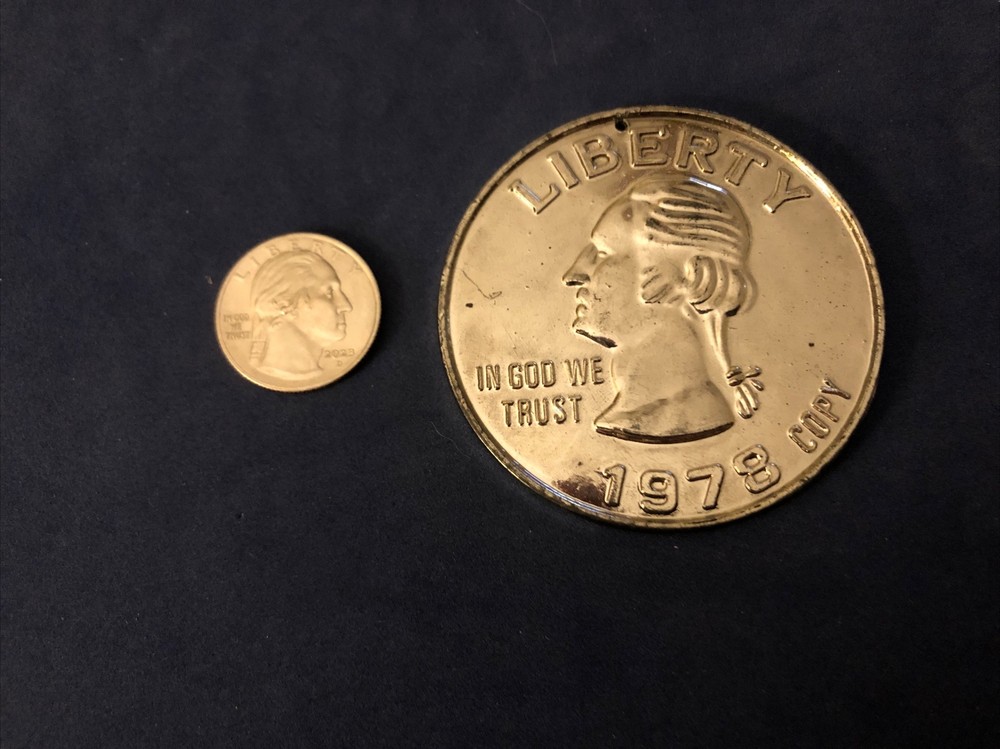 PLASTIC QUARTER 2.5 INCH DIAMETER Great For Magic Tricks. 1978 Rare