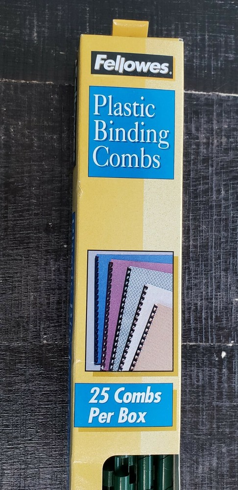 Fellowes 1/4" Plastic Binding Combs Hunter 25 Per Box 20 Sheets Cap 52344 NOS