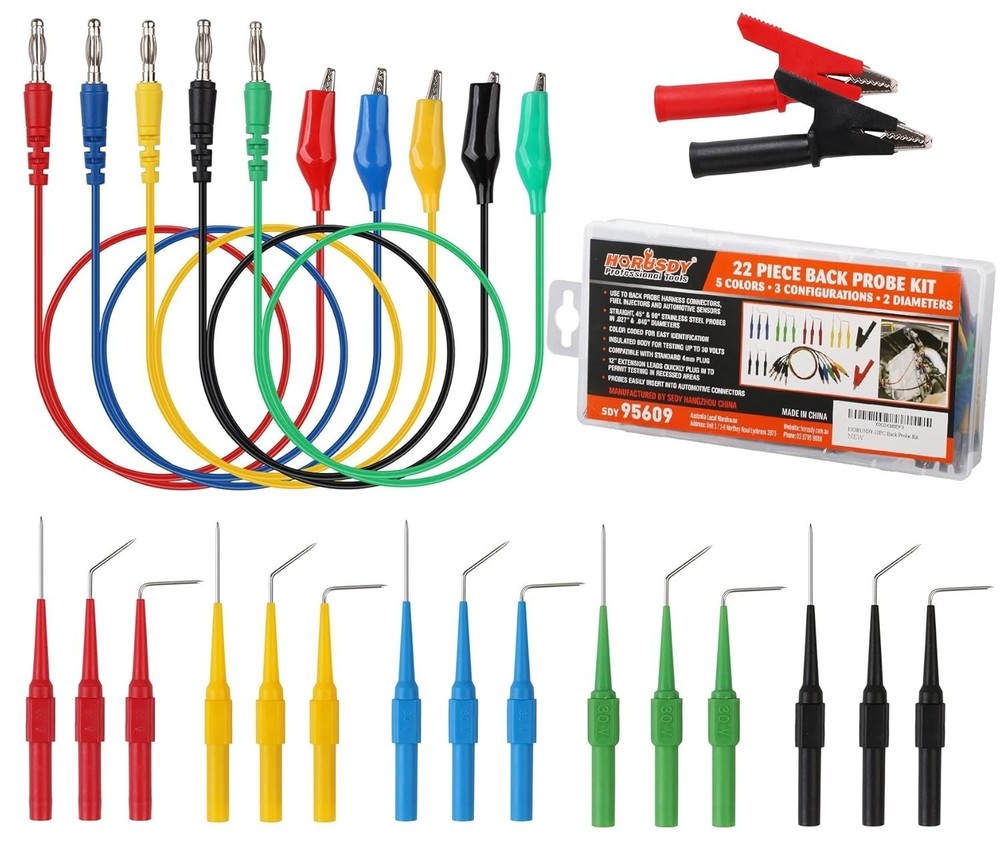 22PCS Back Probe Pin Kit - Electrical Testing Probes with Color-Coded Wires