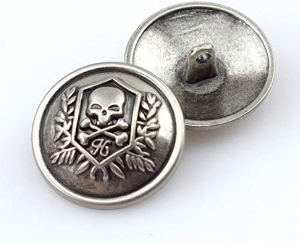25mm Antique Silver Skull Buttons - 12 Pack for Style & Durability