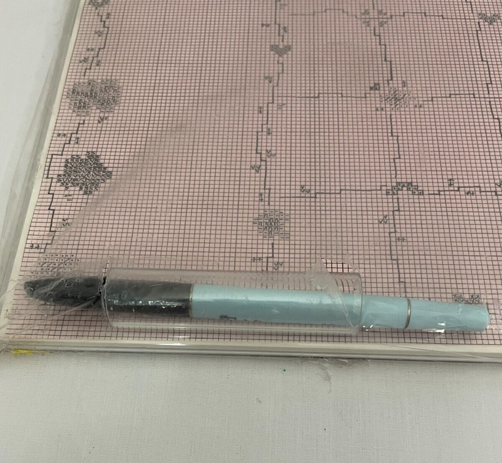 Acrylic plastic perpetual weekly calendar with Cross Stitch pattern