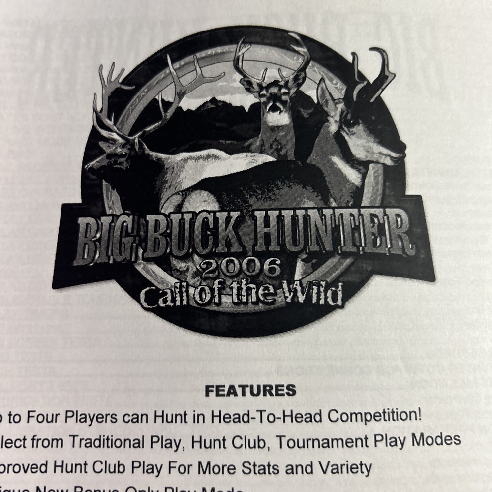 BIG BUCK HUNTER 2006 arcade game manual