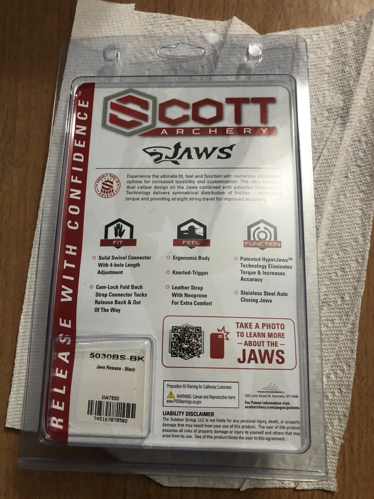 New Scott Archery Release Jaws Release Black 5030BS-BK
