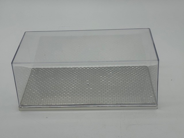 AMT 936/12 Plastic Display Case 10"x4"x3 3/4" Chrome Diamond Plate Base Stackabl
