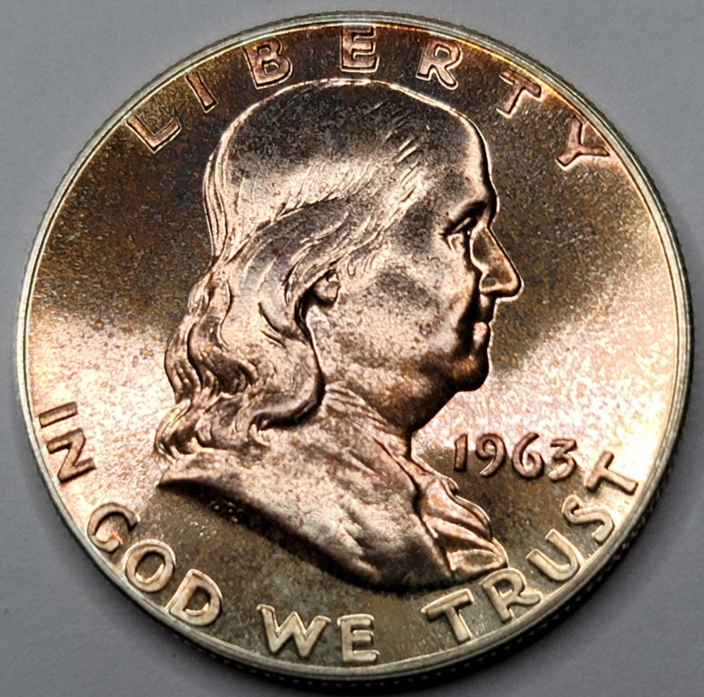 1963 Gem Proof  Franklin Half Dollar 90% Silver Nicely Toned
