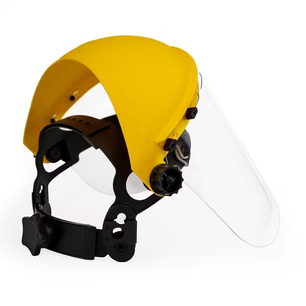 3-Pack, Yellow/Clear, Reusable Face Shield with Ratchet