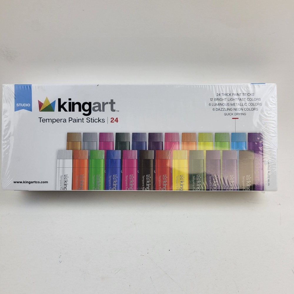 Kingart™ Studio Tempera Thick Paint Sticks Colors Quick Drying 24 Pcs