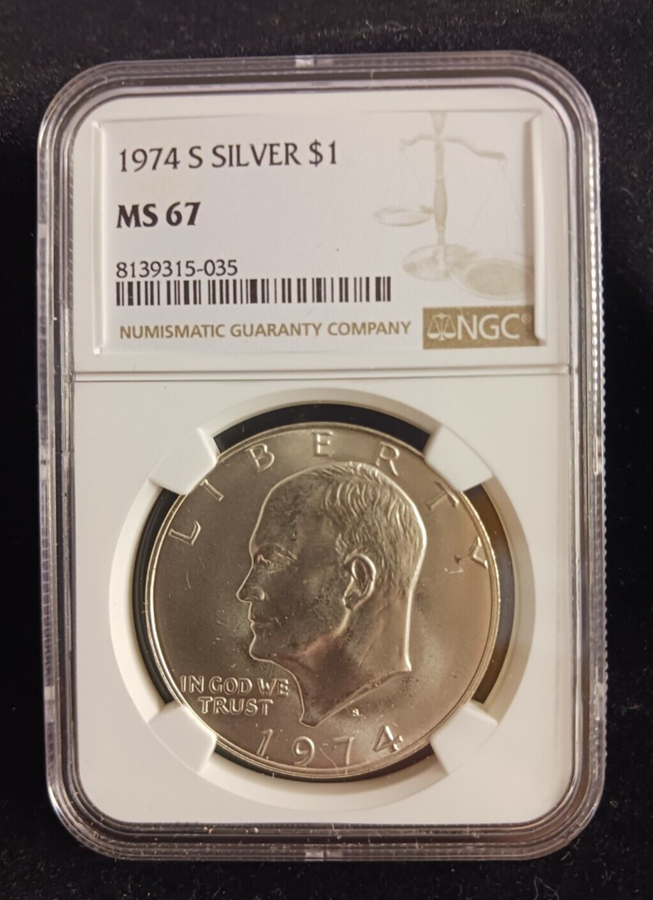 1974(S) Silver $ NGC MS 67 Ike Dollar Coin