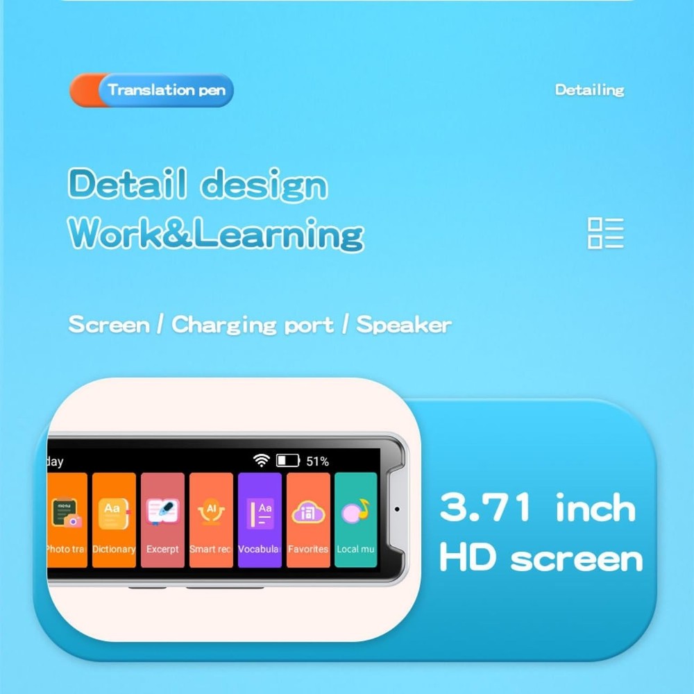 Translator Pen Scanner, Multipurpose OCR Digital Scan Translator Pen Reader 1...