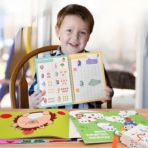 Handwriting Book Practice for Kids,Reusable Grooved Blue