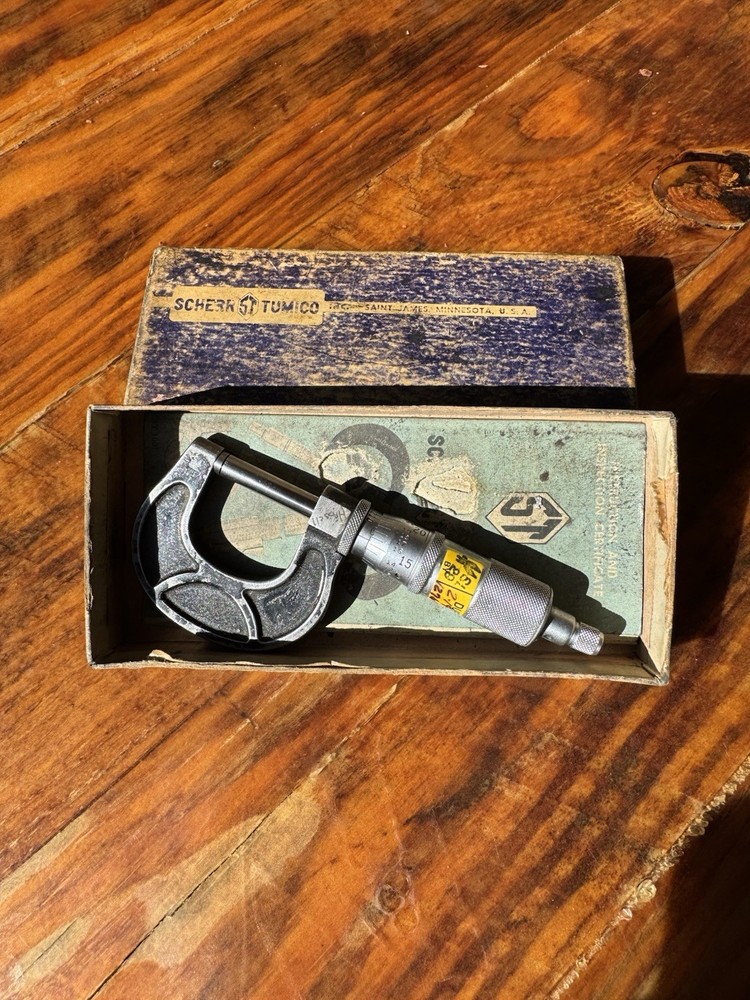 Scherr Tumico 0-1" Micrometer Machinist’s Tool in Box