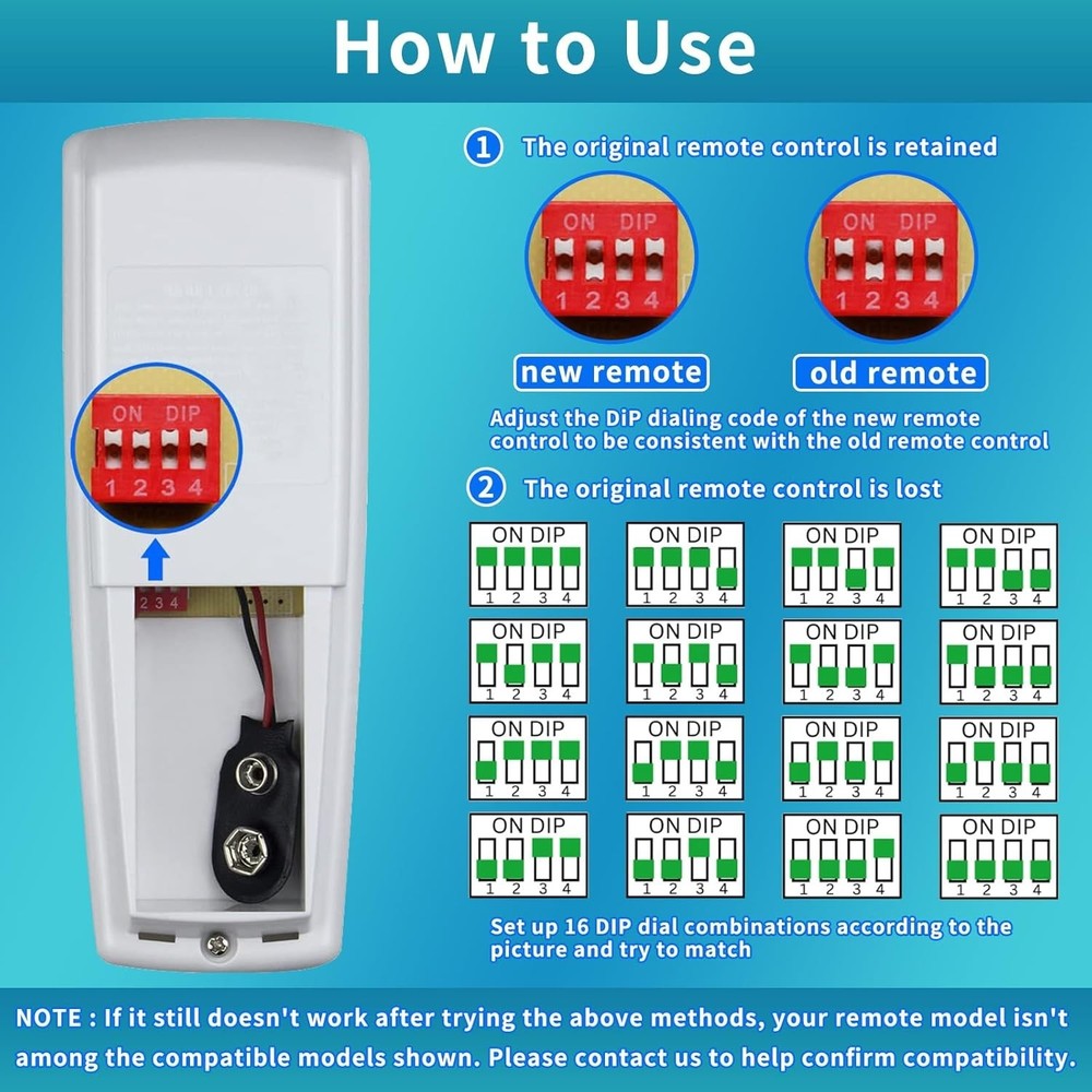 Ceiling Fan Remote Replacement - Reverse, 3-Speed & Light Dimmer for Hampton ...