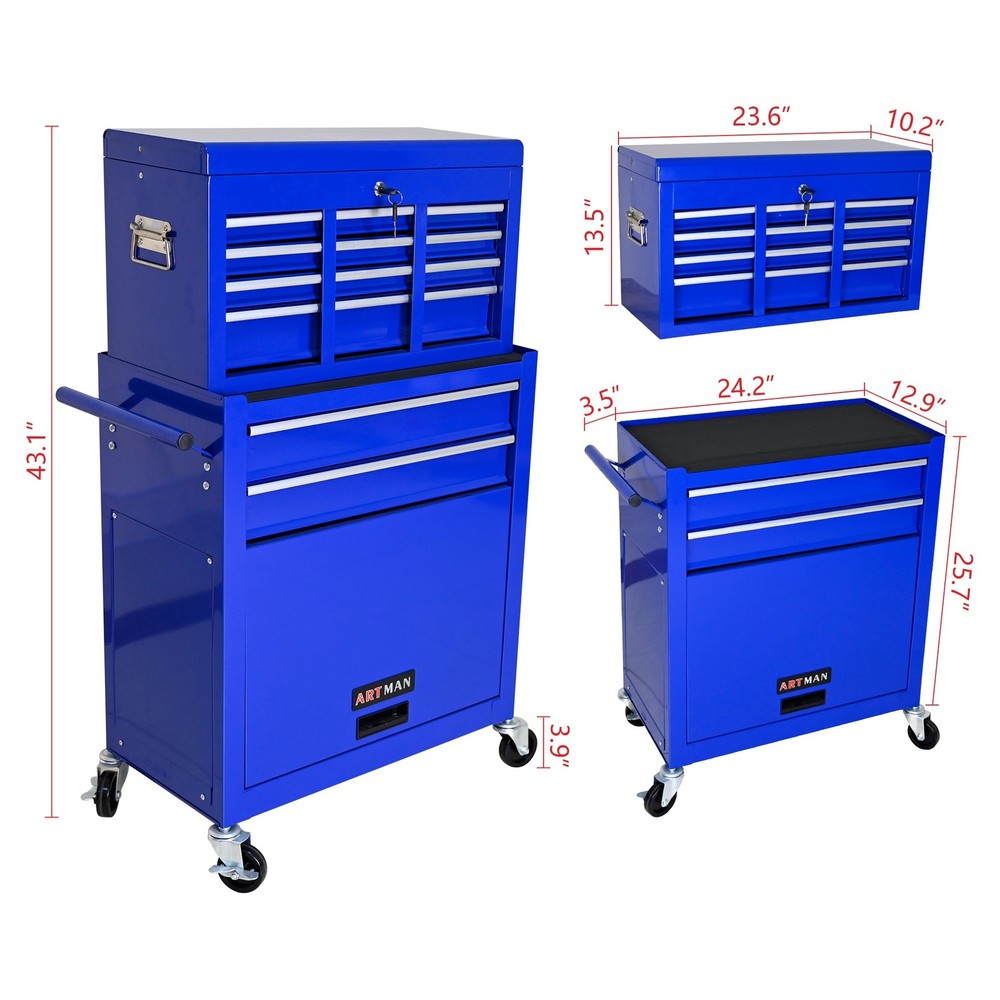 8-Drawer Workshop Tool Chest with Wheels&Drawers,High Capacity Rolling Tool Box