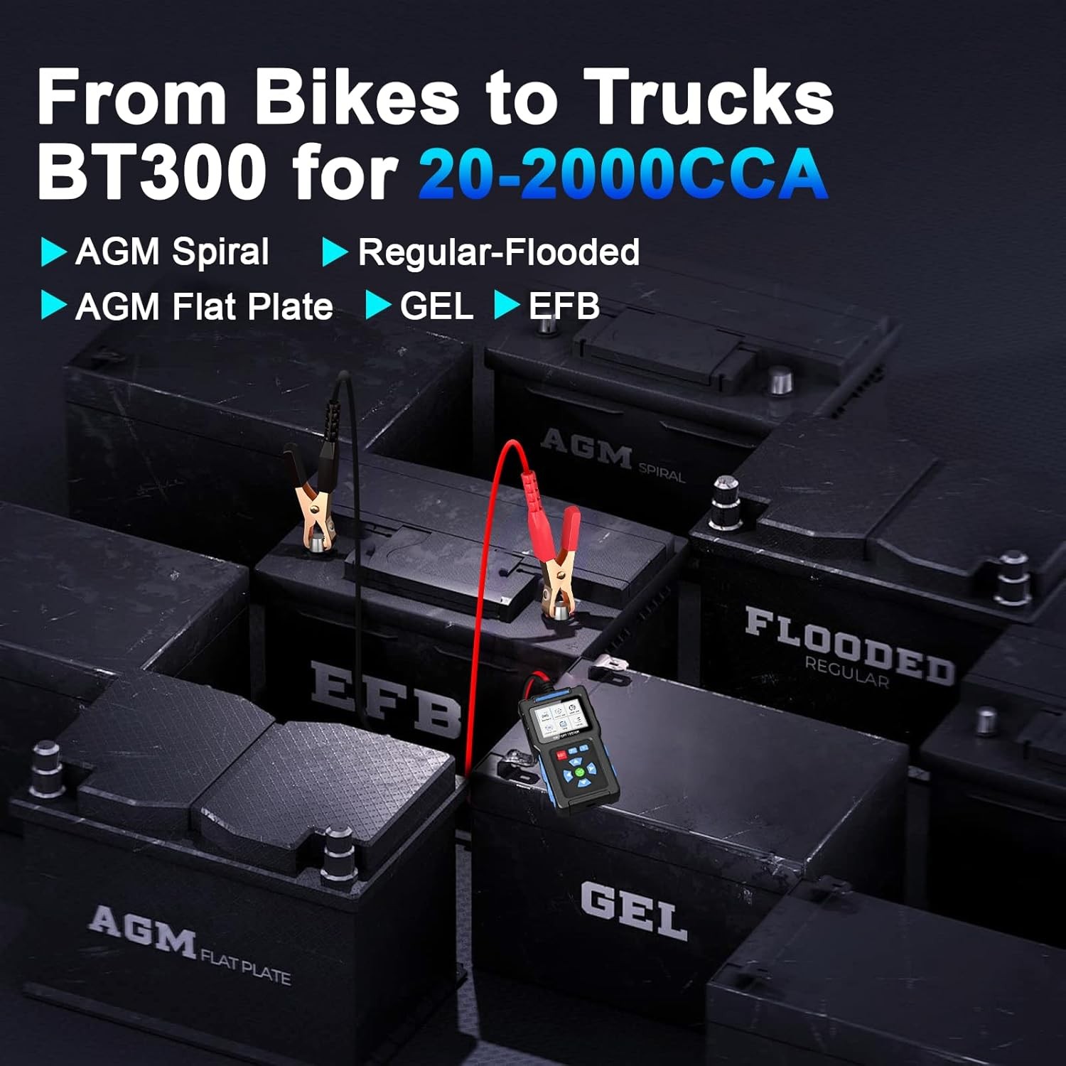 Battery Load Tester 12V 24V Automotive, 20-2000 CCA Car Battery Tester BT300