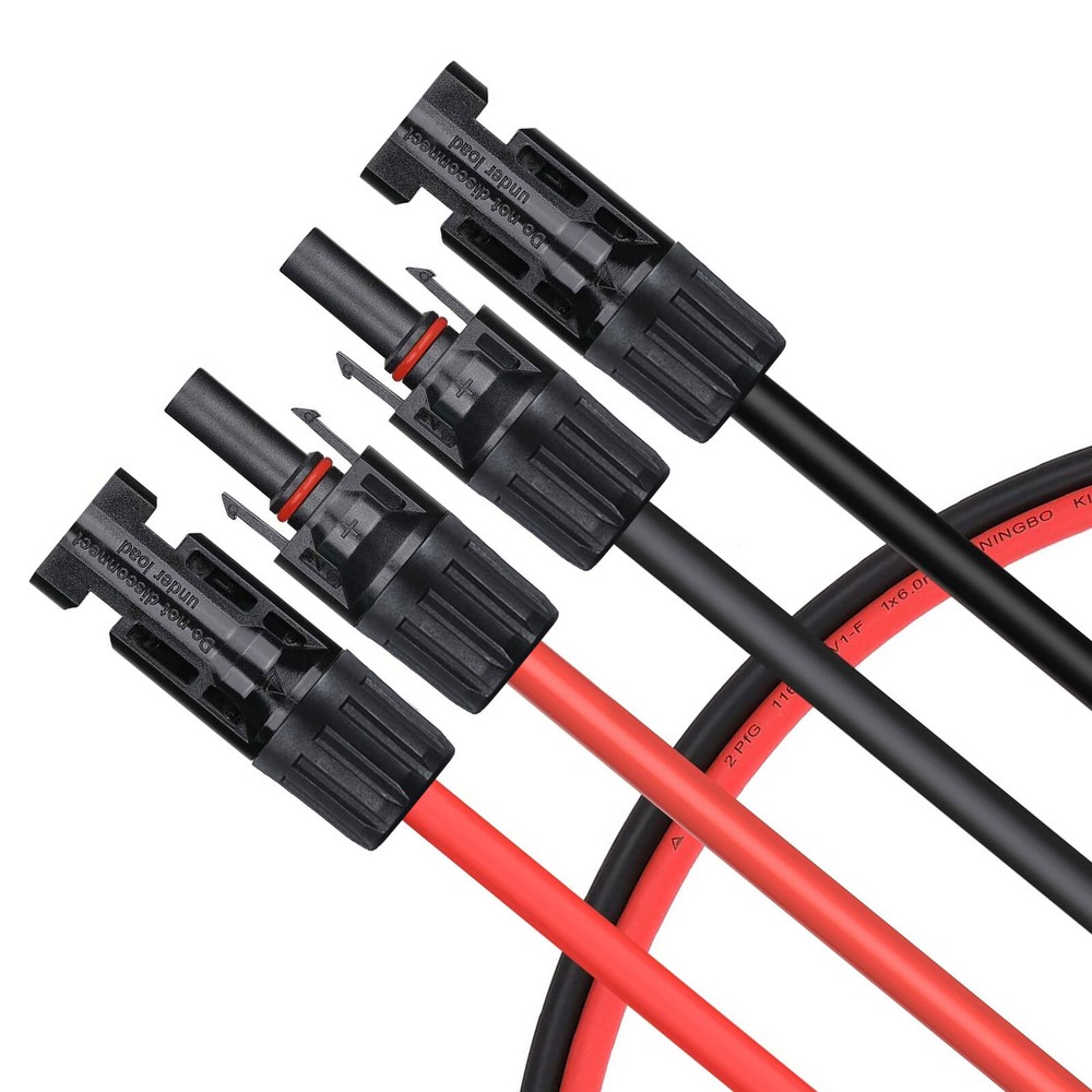 1 Pair 10 AWG Solar Panel Extension Cable 3FT Silicone Flexible Wire Connectors