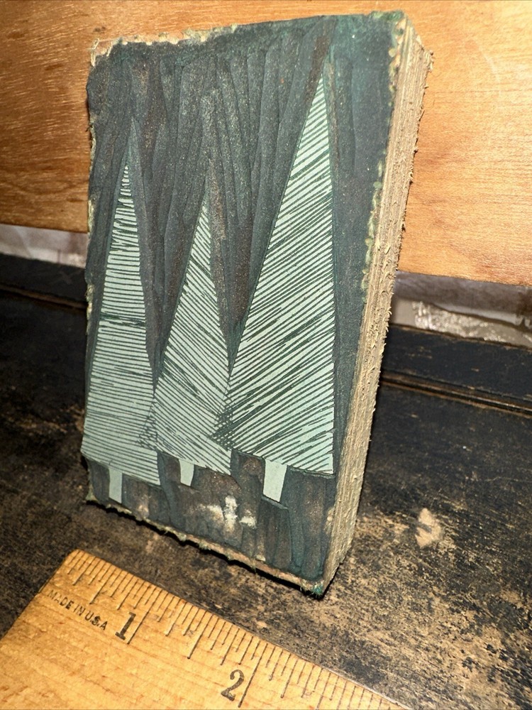 Printing Block “ 3 Evergreen Trees “ Handcarved