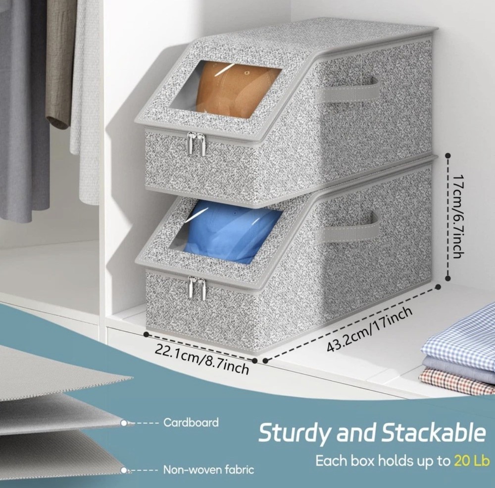 Hat Organizer for Baseball Caps Holder, Stackable Hat Storage Box Case with Lids