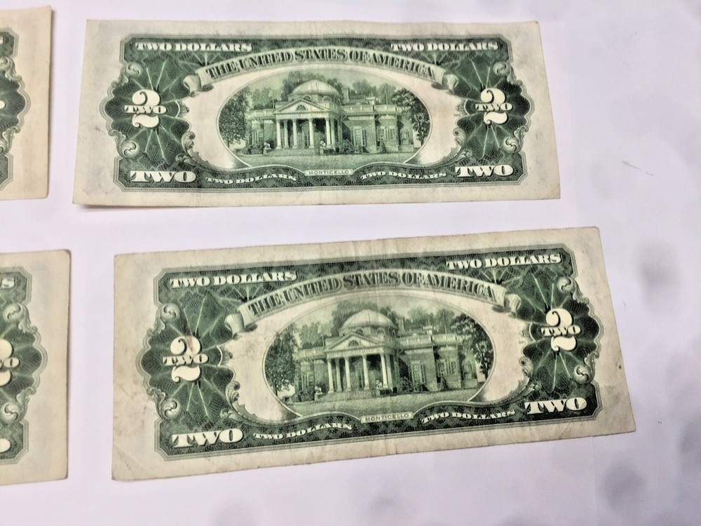 Four (4) 1928 Red Seal $2 notes- Series G
