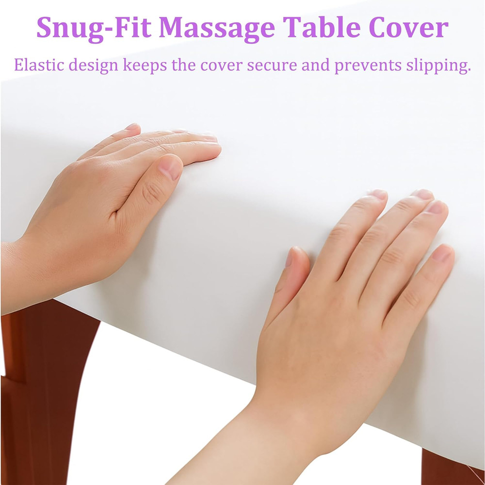 Massage Table Sheet Set, 3Pcs (Flat Sheet, Fitted Sheet, Face Rest Cover), White
