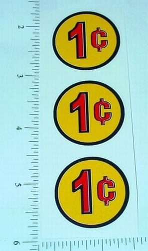 Three (3) Generic 1 Cent Circle Vend Stickers V-15-1