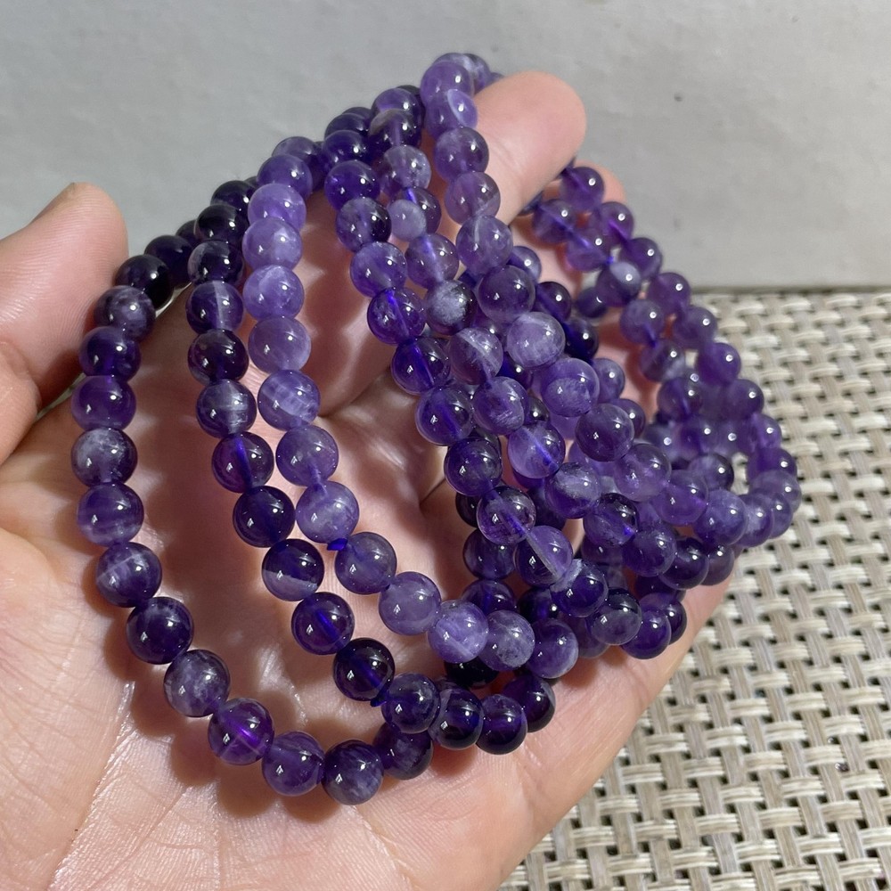 10 string 6mm Natural dreamy amethyst bracelet elastic rope