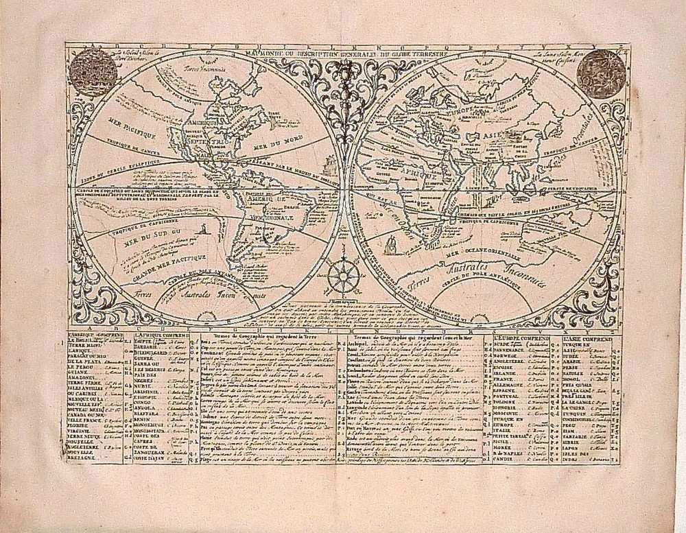 Antique map, Chatelain, Mapmonde ou description generale du globe terrestre