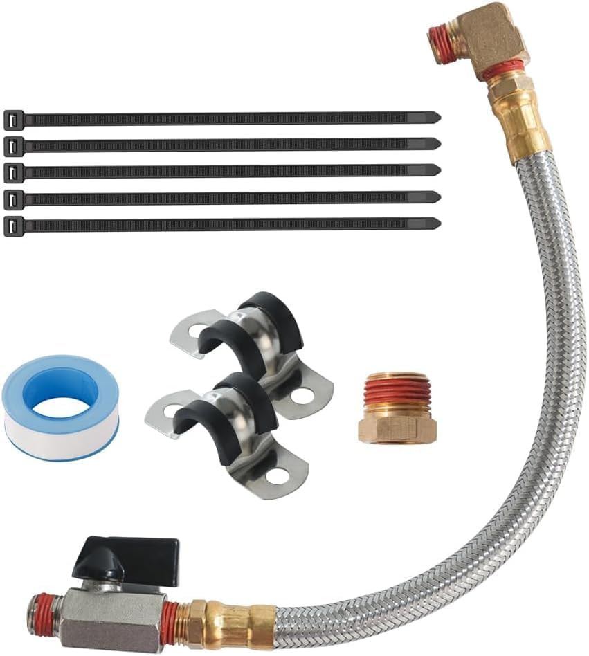 Extended Tank Drain Valve Assembly Kit for Air Compressor, Including 10 Inches A