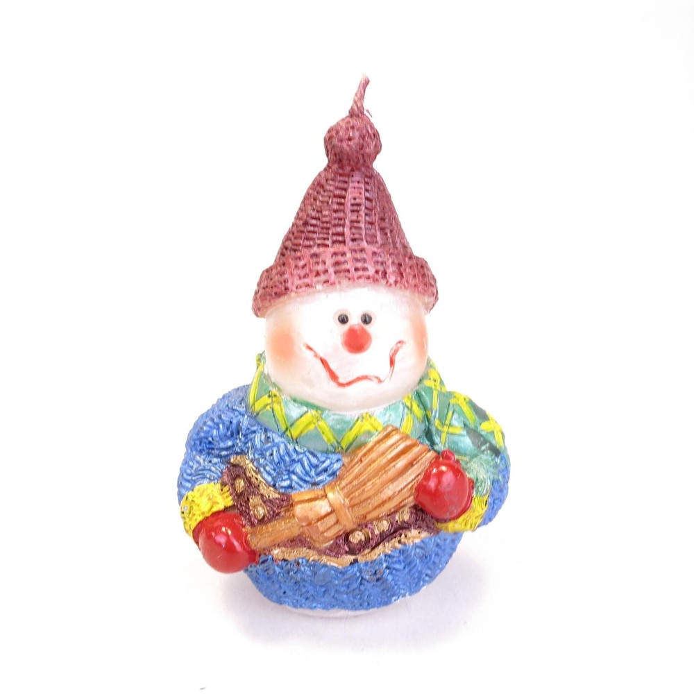 Bright Snowman 5" Tall Candle Wearing Sweater