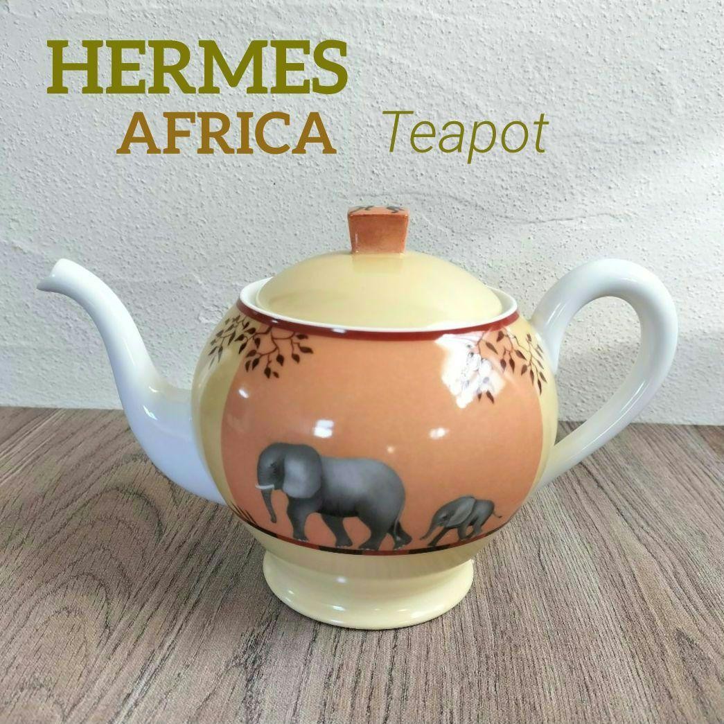 Hermes Paris Tea Pot Africa Orange Porcelain Tableware near mint gift