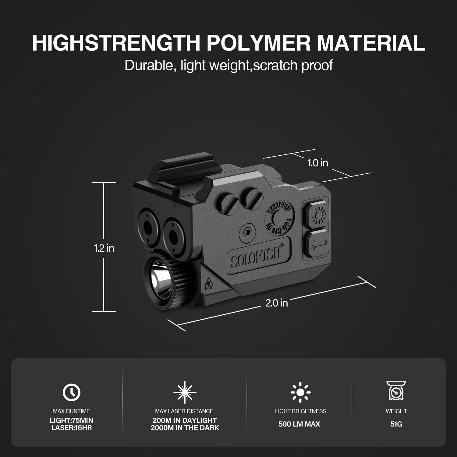 SOLOFISH Green+Purple Laser Sight & Flashlight for Pistol Handgun Picatinny Rail