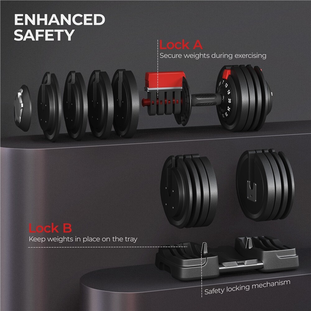 Single/Pair 28lb/40lb/52.5lb/90lb Adjustable Dumbbell Set Weight Dumbbells