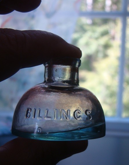 Antique Aqua-Blue BILLINGS Igloo Ink Bottle
