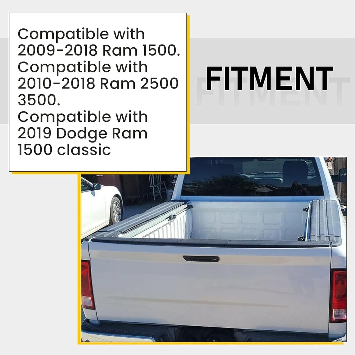 Fits Dodge Ram 1500 2500 3500 09-19 Tailgate Top Protector Molding Cap Spoiler