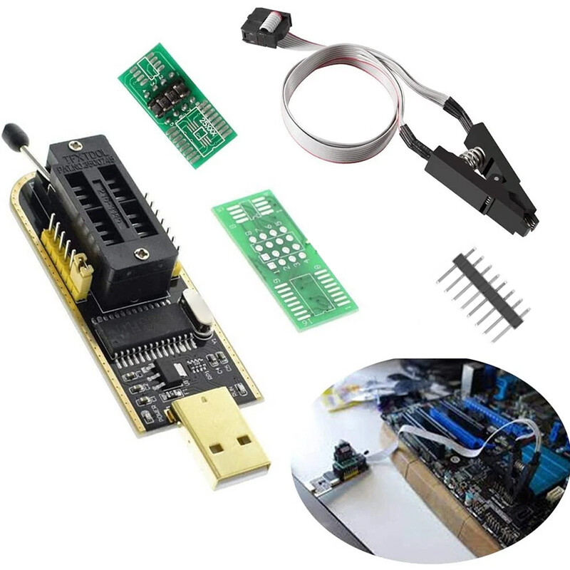 CH341A BIOS USB Programmer Flasher Writer 24 25 Series EEPROM SOP Clip Adapter