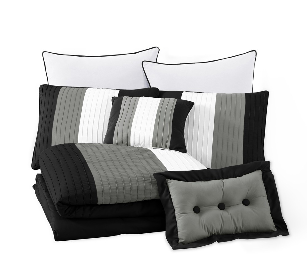 Chezmoi Collection Luxury Striped Pleated Comforter Bedding Set