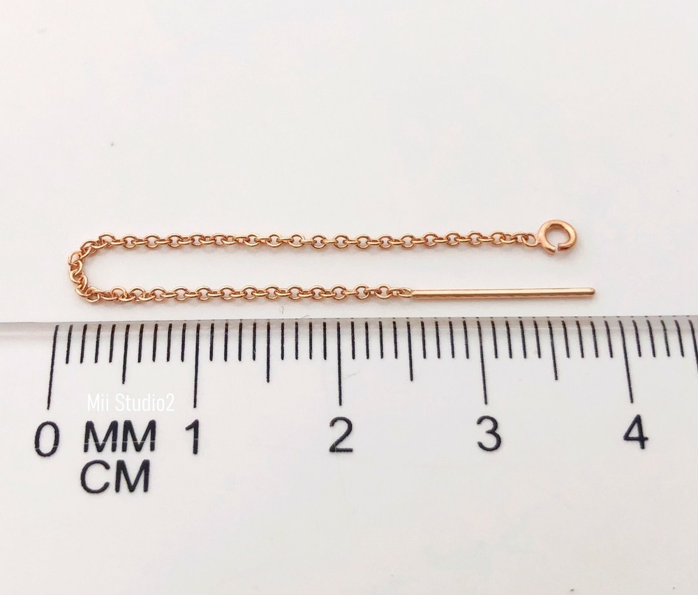 6pcs 14k ROSE gold filled cable chain ear threader earring ear wire E13rg