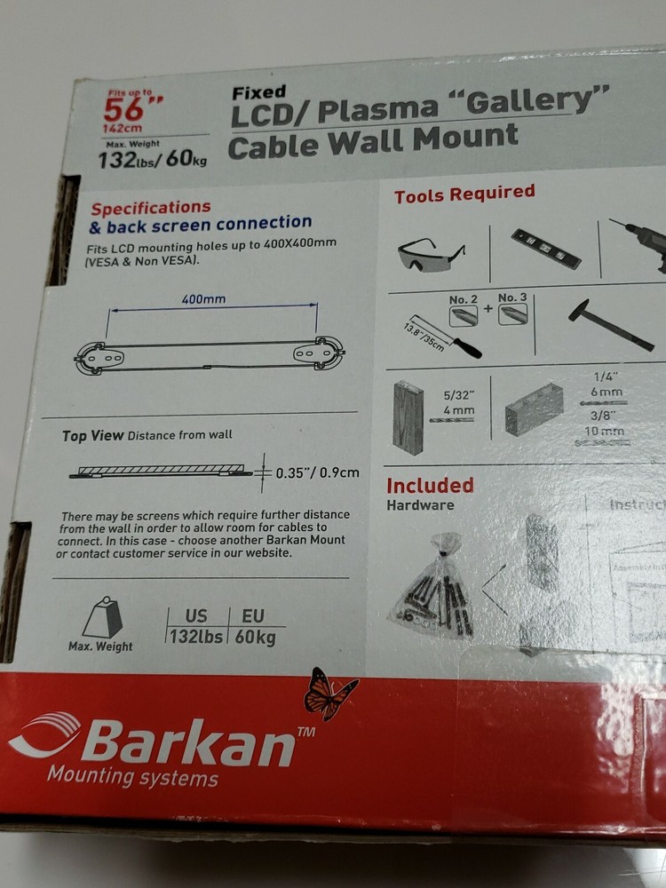 Barkan Fixed LCD Plasma Gallery Cable Wall Mount Up To 56" Model W0