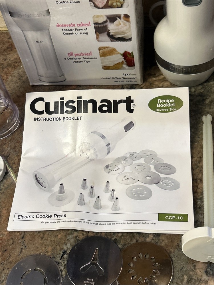 Cuisinart Electric Cookie Press Set CCP-10, White, Plastic, Easy Clean