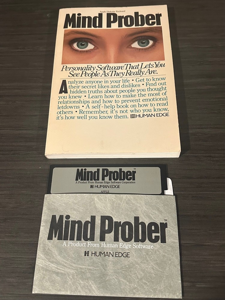 Mind Prober psychology analysis Apple II plus IIe 2 computer software with book