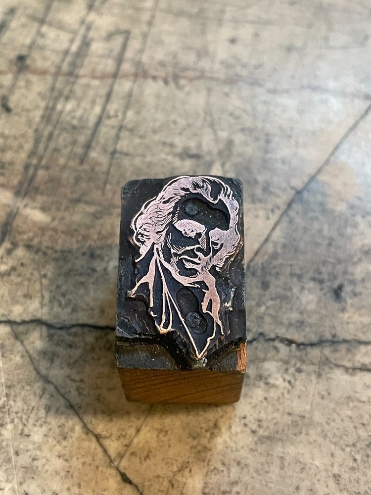 Printing Letterpress Printers Block Copper Founder Thomas Jefferson? (783)