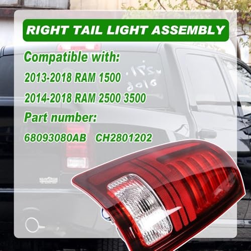 LED Tail Light Compatible with 2013-2018 Ram 1500 2014 Right Passenger Side