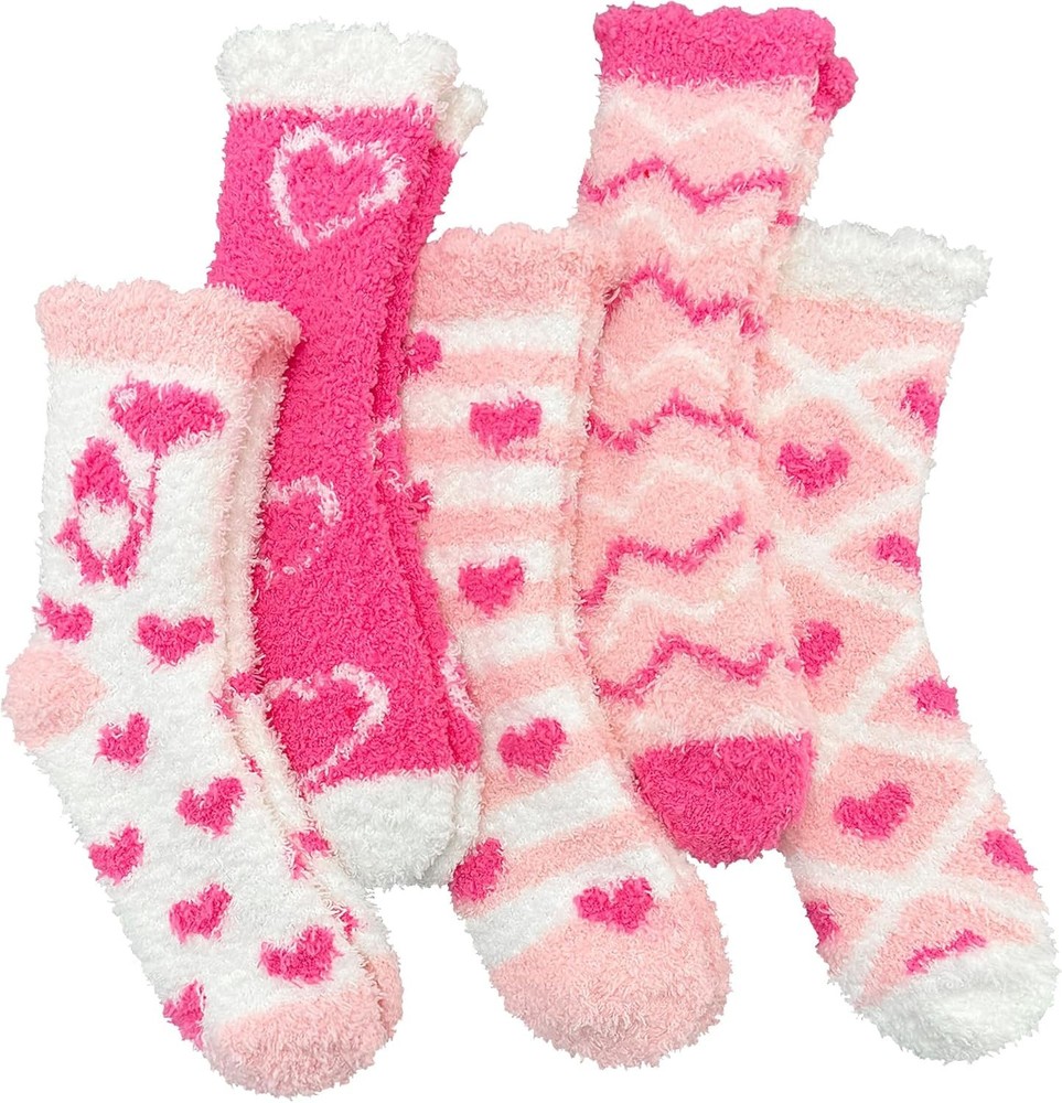 Warm Fluffy Heart Pattern Socks Gift Set - Ideal Valentine's Basket Stuffers