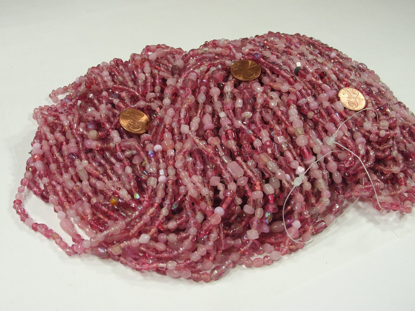 2 Pounds Pink Color India Handmade Glass Spacer Beads Bulk Lot (QKP-1)